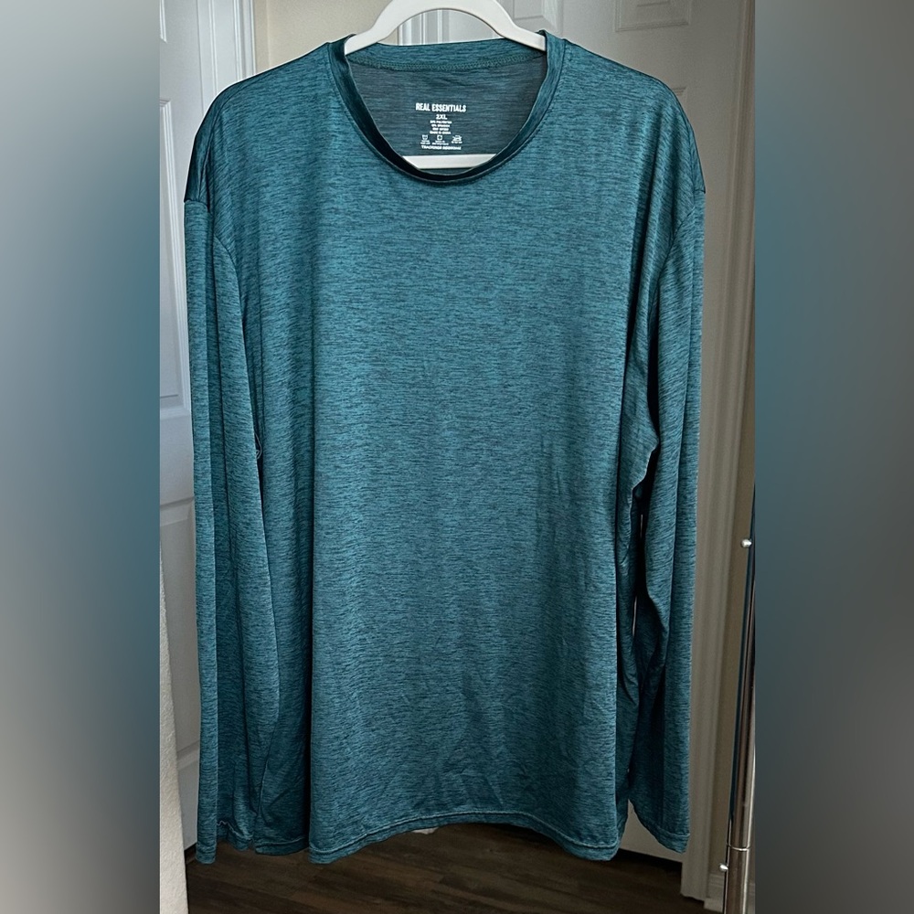Real Essentials Men's Deep Teal Long Sleeve Shirt